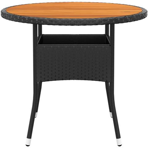 Tavolo Giardino Ø80x75 Cm Massello Acacia E Polyrattan Nero - Foto 2