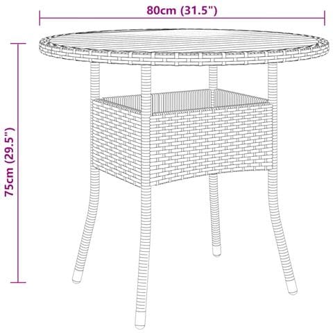 Tavolo Giardino Ø80x75 Cm Massello Acacia E Polyrattan Nero - Foto 4