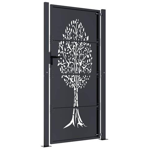 Cancello Giardino Antracite 105x205 Cm In Acciaio Design Albero - Foto 8