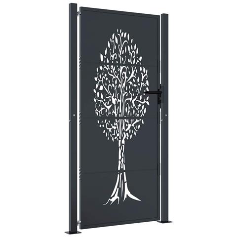 Cancello Giardino Antracite 105x205 Cm In Acciaio Design Albero - Foto 1