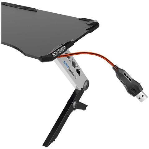 Tavolo Scrivania Da Gaming Rgb Led Xl Fibra Di Carbonio Regolabile 140cm 1,40mt - Foto 16