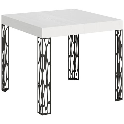 Tavolo Allungabile 90x90/246 Cm Ghibli Telaio Antracite - Bianco Frassino - Foto 5