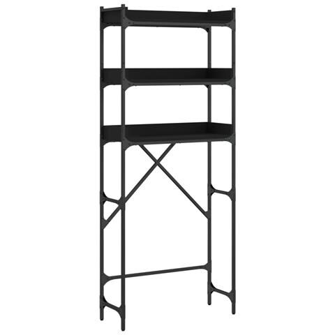 Scaffale Per Lavatrice Nero 67x25x163 Cm In Legno Multistrato - Foto 1