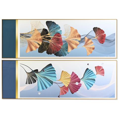 Quadro Dkd Home Decor 180 X 3 X 60 Cm Moderno Foglia Della Pianta (2 Unità) - Foto 1