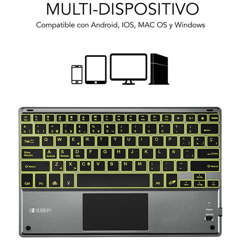 Tastiera con Touchpad Wireless 8436586740610  (Layout Spagnolo) Colore Nero. Grigio - Foto 2