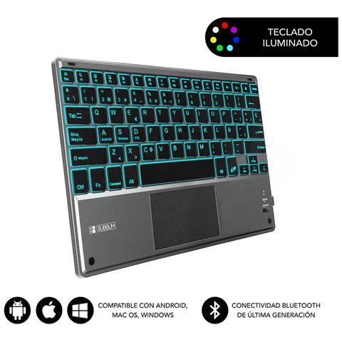 Tastiera con Touchpad Wireless 8436586740610  (Layout Spagnolo) Colore Nero. Grigio - Foto 1