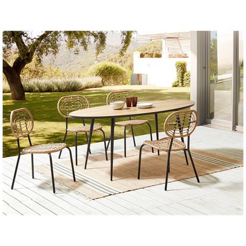 Set Di 4 Sedie Rattan Naturale Pratello - Foto 1