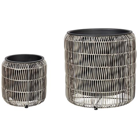 Set Di 2 Vasi Per Piante Brodiea Rattan Sintetico 26/45 Cm Marrone Chiaro - Foto 2