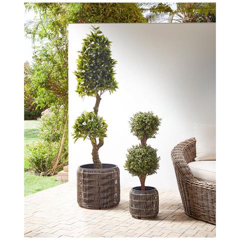 Set Di 2 Vasi Per Piante Brodiea Rattan Sintetico 26/45 Cm Marrone Chiaro - Foto 9