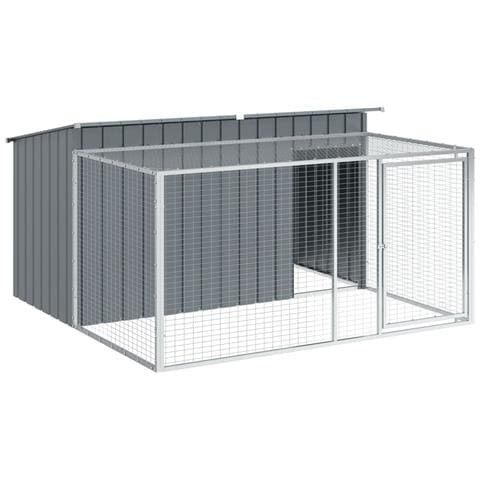 Casetta Cani Con Corsa Antracite 197x194x110 Cm Acciaio Zincato - Foto 1