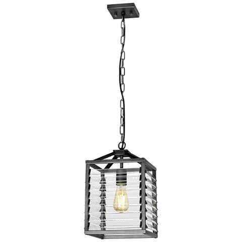 Sospensione Industrial Nordica Louvre Acciaio Canna Di Fucile Vetro 1 Luce E27 - Foto 1