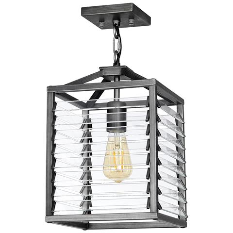 Sospensione Industrial Nordica Louvre Acciaio Canna Di Fucile Vetro 1 Luce E27 - Foto 5