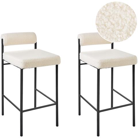 Set Di 2 Sedie Alte Amaya Bouclé Bianco Sporco - Foto 2