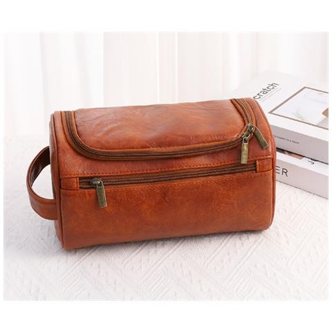 Borsa Da Toilette Da Viaggio Premium Da Uomo Brown - Foto 2