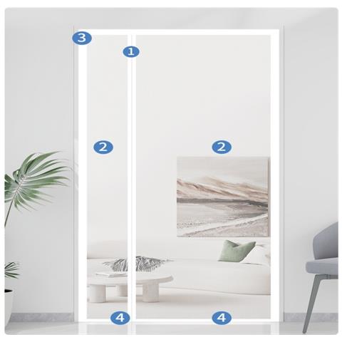 Tenda Per Porta Con Schermo Magnetico In Fibra Di Vetro White S - Foto 1
