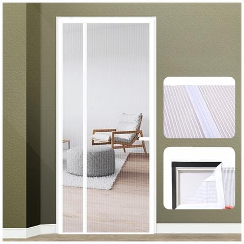 Tenda Per Porta Con Schermo Magnetico In Fibra Di Vetro White S - Foto 2