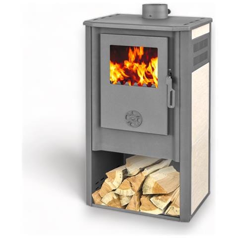 Stufa Riscaldamento A Legna Con Rivestimento In Maioliche 7,2 Kw - Beige - Foto 1