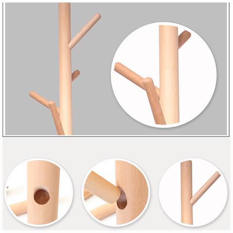 Attaccapanni Appendiabiti A Piantana In Legno Di Betulla 8 Ganci Naturale 41x176 - Foto 4