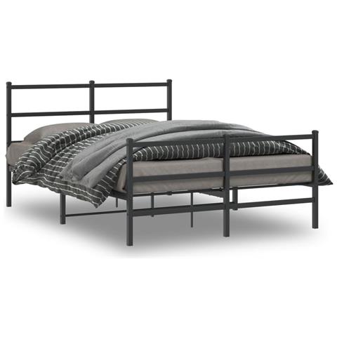 Giroletto Con Testiera E Pediera Metallo Nero 135x190 Cm - Foto 1