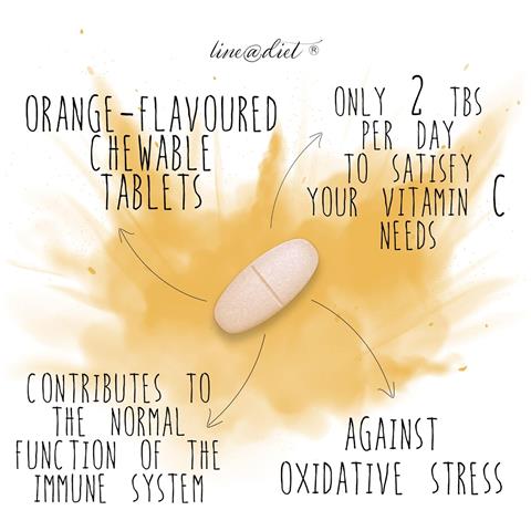 Vitamina C diet - 60 Compresse Masticabili | Gusto Arancia | Ad Alto Dosaggio | Antiossidante - Foto 2
