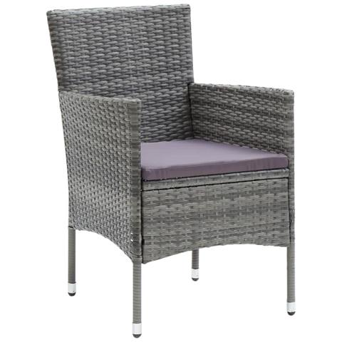 Set da Pranzo per Giardino 7 pz con Cuscini Polyrattan Grigio - Foto 2