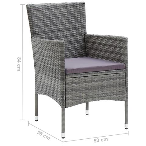 Set da Pranzo per Giardino 7 pz con Cuscini Polyrattan Grigio - Foto 10