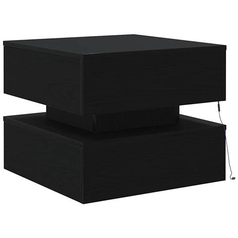 Tavolino da Salotto con Luci LED Rovere Nero 50x50x40 cm - Foto 2