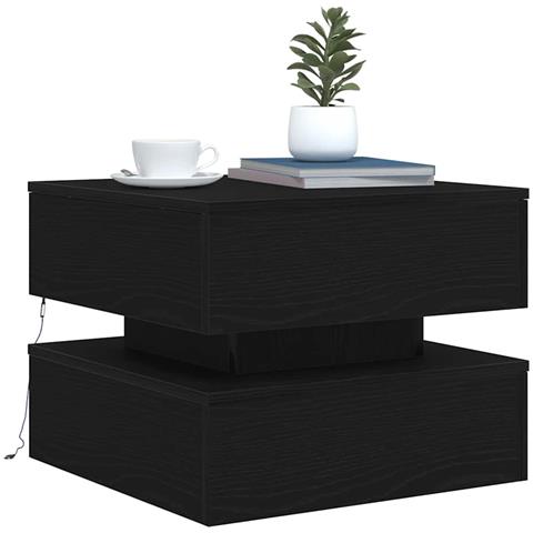 Tavolino da Salotto con Luci LED Rovere Nero 50x50x40 cm - Foto 9