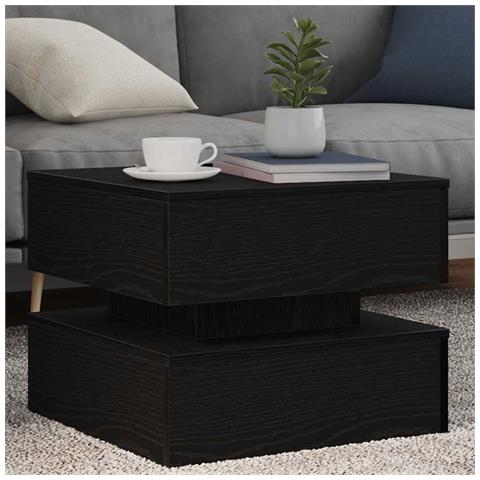 Tavolino da Salotto con Luci LED Rovere Nero 50x50x40 cm - Foto 1