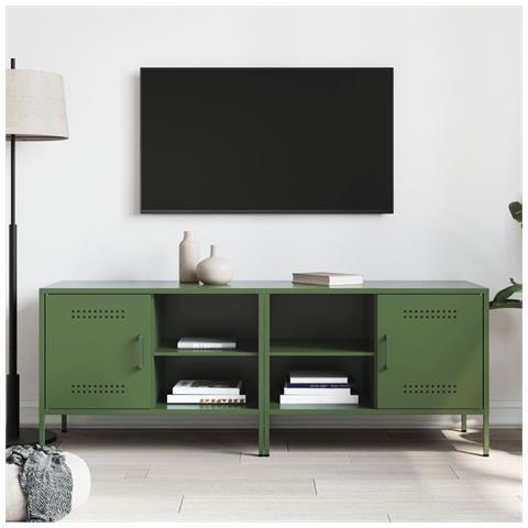 Mobili Tv 2pz Verde Oliva 68x39x50,5 Cm In Acciaio - Foto 3