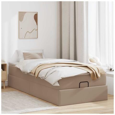 Struttura Letto Pouf Con Materasso 100x200 Cm Similpelle - Foto 3