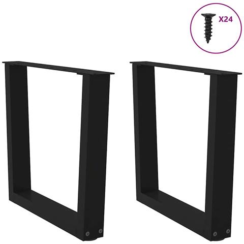 Gambe Per Tavolo Da Pranzo A V 2 Pz Nero 60x(42-43,3)cm Acciaio - Foto 3
