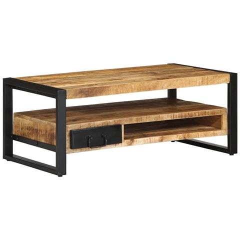 Tavolino Da Salotto 90x50x36 Cm Legno Massello Di Mango Grezzo - Foto 1