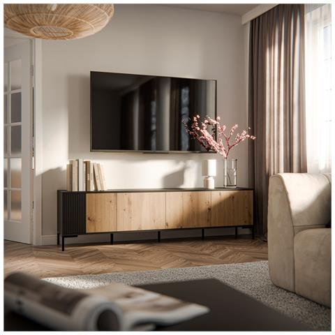 MERCI Armadio RTV 200 x 40 x 54 cm nero /rovere artigianale - Foto 2