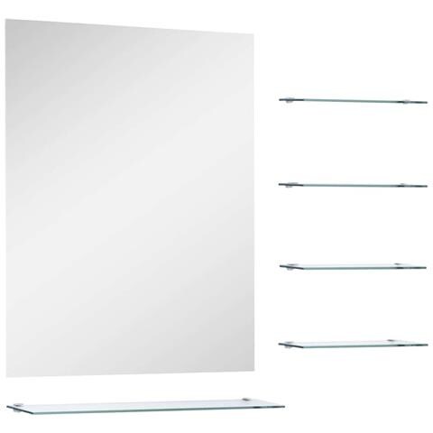 Specchio Da Parete Con 5 Mensole Argento 50x60 Cm - Foto 1