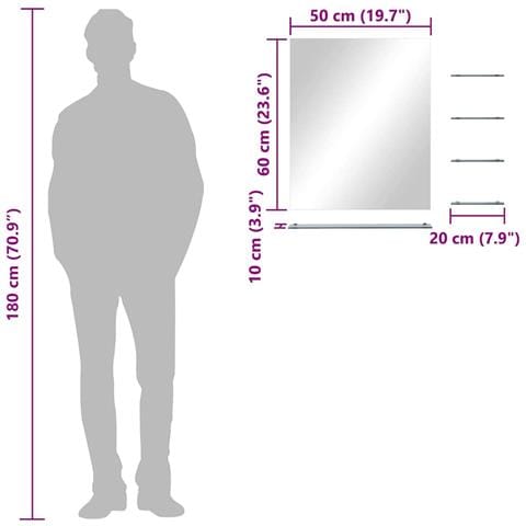 Specchio Da Parete Con 5 Mensole Argento 50x60 Cm - Foto 7