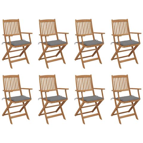 Lusso Casadino -  Sedie Da Giardino Pieghevoli 8 Pz Con Cuscini Massello Acacia - Foto 2