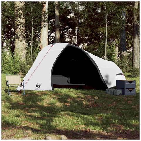 Tenda Campeggio a Cupola 4 Persone Bianca Tessuto Impermeabile - Foto 2