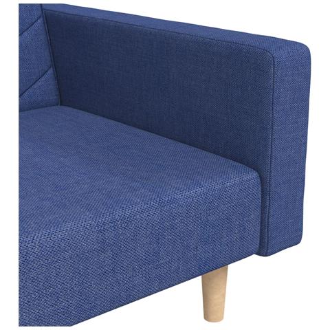 Divano Letto a 2 Posti con 2 Cuscini Blu in Tessuto - Foto 9