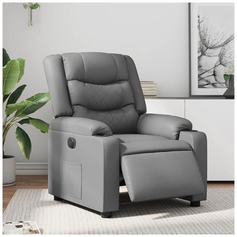 Poltrona Reclinabile Elettrica Grigia in Similpelle - Foto 2