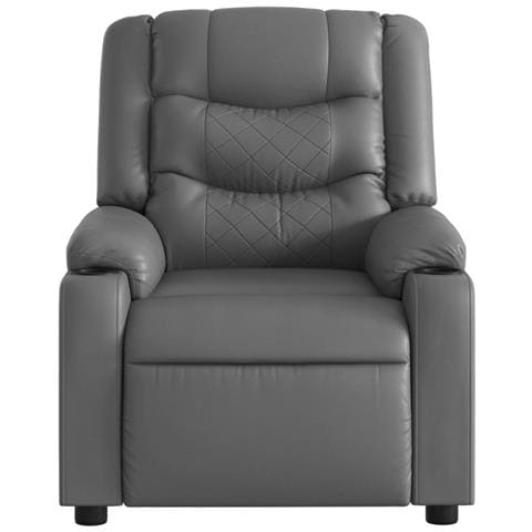 Poltrona Reclinabile Elettrica Grigia in Similpelle - Foto 9