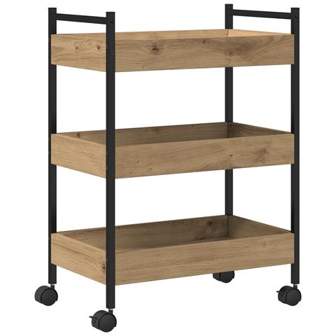 Carrello da Cucina  Rovere Artigianale 50x30x70 cm Legno Ingegnerizzato - Foto 1