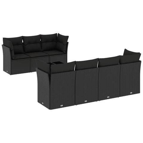 Set Divani da Giardino con Cuscini 8 pz Nero in Polyrattan - Foto 1