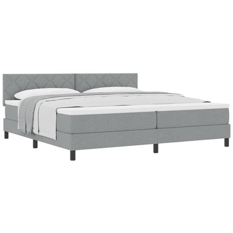 Letto Box Spring con Materasso Grigio Chiaro 200x200 cm Tessuto - Foto 1