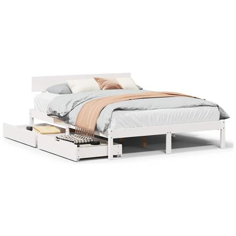 Letto senza Materasso Bianco 140x200 cm Legno Massello di Pino - Foto 1