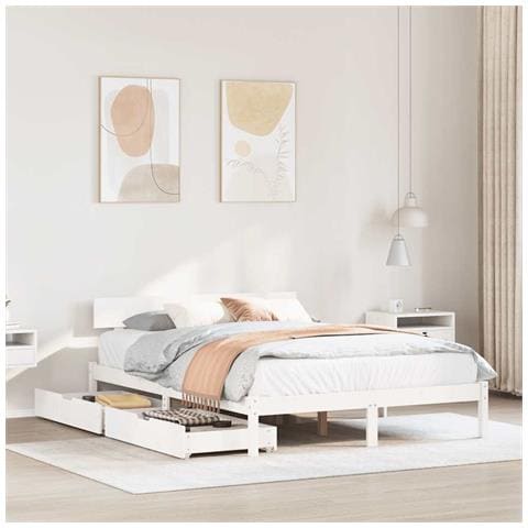 Letto senza Materasso Bianco 140x200 cm Legno Massello di Pino - Foto 2