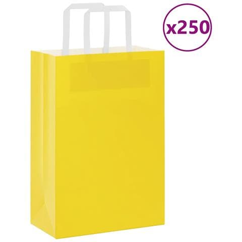 Sacchetti di Carta 250 pz con Manici Gialli 21x11x31 cm - Foto 1