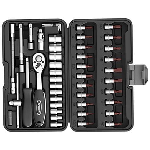 Set Di Bussole A Cricchetto Con Manico Curvo Piccolo A 72 Denti, Set Da 46 Pezzi - Foto 1