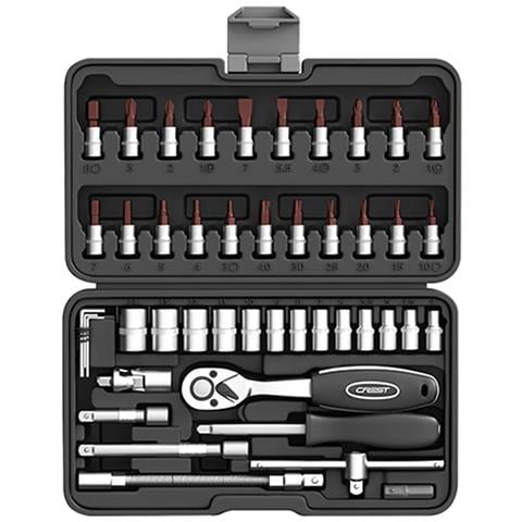 Set Di Bussole A Cricchetto Con Manico Curvo Piccolo A 72 Denti, Set Da 46 Pezzi - Foto 2