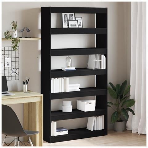 Libreria Nera Legno ingegnerizzato 100 x 30 x 198 cm Libreria - Foto 2